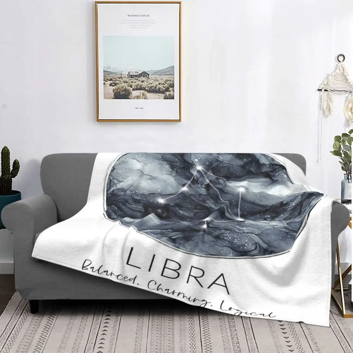 

Manta de la constelación de la luna del zodiaco Libra, para cama colcha, alfombra a cuadros, manta doble de felpa de Anime, mant