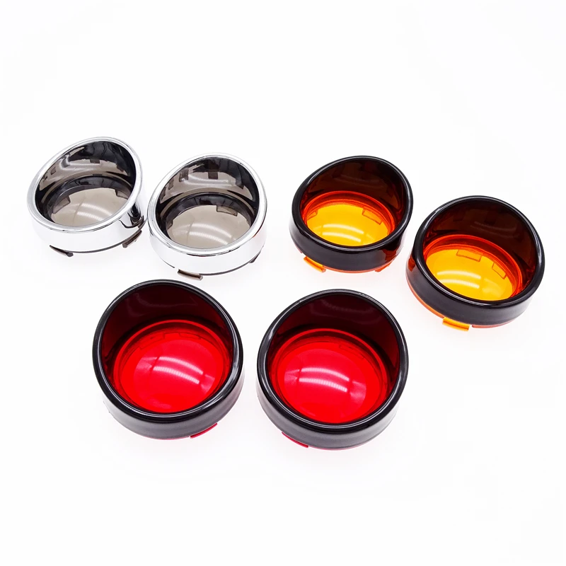 

2 Pcs Motorcycle Turn Signal Light Bezels With Smoke/Red/Amber Lens Cover For Harley Dyna Softail Sportster FLHX Street Glide