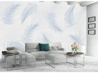 nordic simple feather tv background wall professional custom wallpaper
