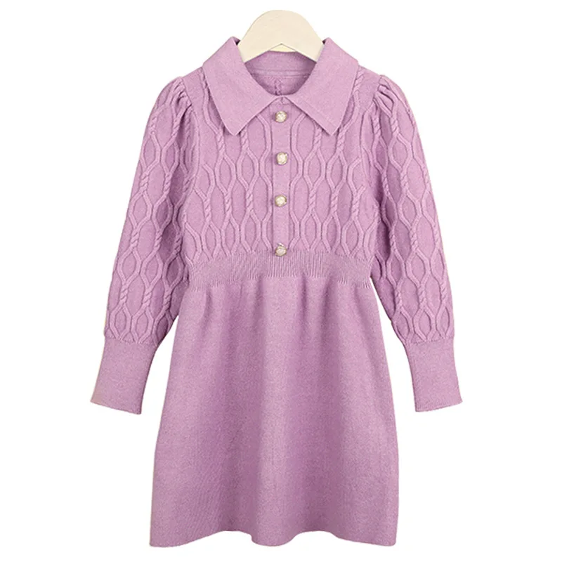 

2020 New Casual Autumn Winter Girls Knitted Dress Children Clothes Slim Princess Girls Sweater Dress 5-10 Years Girls Clothes