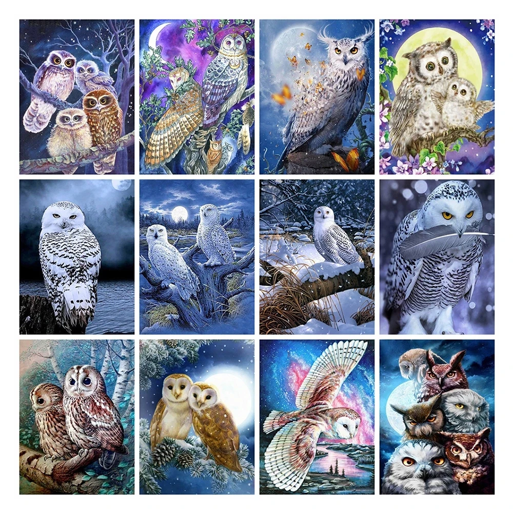 

ARMYQZ 5D Diamond Embroidery Animals Owl Full Square Cross Stitch Mosaic Rhinestone Diamond Painting Crafts Kit Home Decor