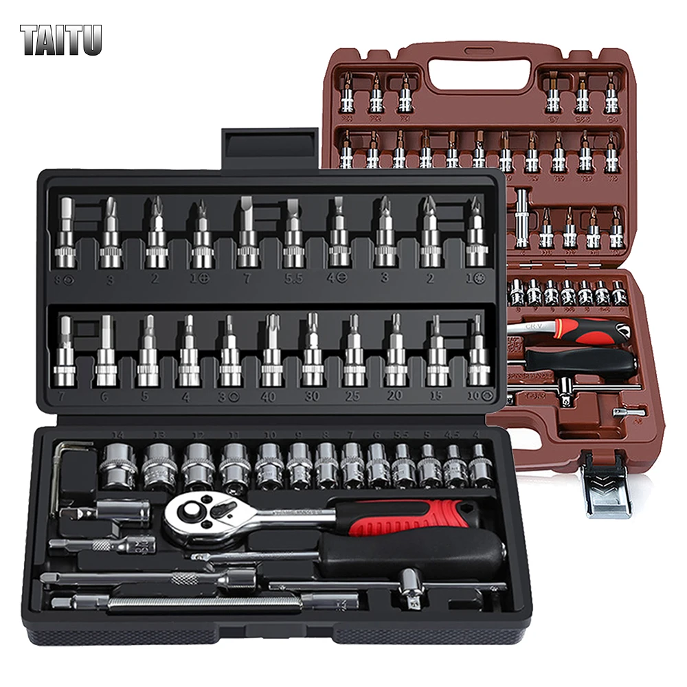 

TAITU 46 PCs Set Of Wrench Head Set Tool Kit For Car Tool Screwdriver Set Ratchet Carbon Steel Motorcycle Car Repair Tools