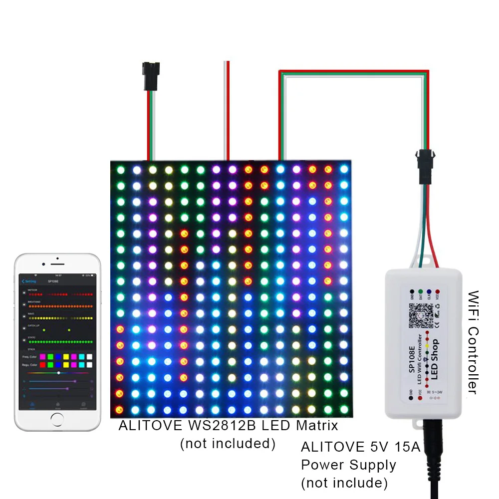 WS2812B WS2811 WS2801 светодиодный WiFi Управление ler iOS Android App Беспроводной дистанционного DC