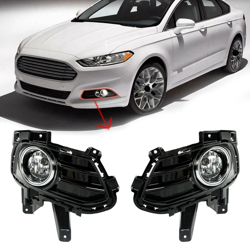 

NEW-for 2013-2016 Ford Fusion/Mondeo Pair Front Bumper Fog Light Lamp with Bulbs + Bezel + Brackets Assembly