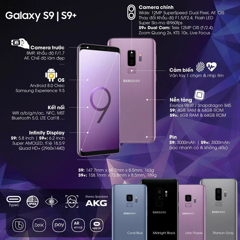 Фото3 - Смартфон Samsung Galaxy S9 G960, разблокированный телефон, Snapdragon 845, экран 5,8 дюйма, 4 Гб ОЗУ 64 Гб ПЗУ, Восьмиядерный процессор, сканер отпечатка пальца, 4G LTE, Android