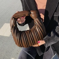2022 new brand women pu leather shoulder bag fashion pleated ladies elegant handbag luxury quilted crossbody bags kawaii totes