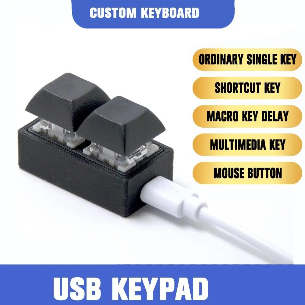 

2 Keys Mini Keyboard USB Keypad Video Game Keyboard Copy And Paste Keys Mechanical Custom Shortcut Keys