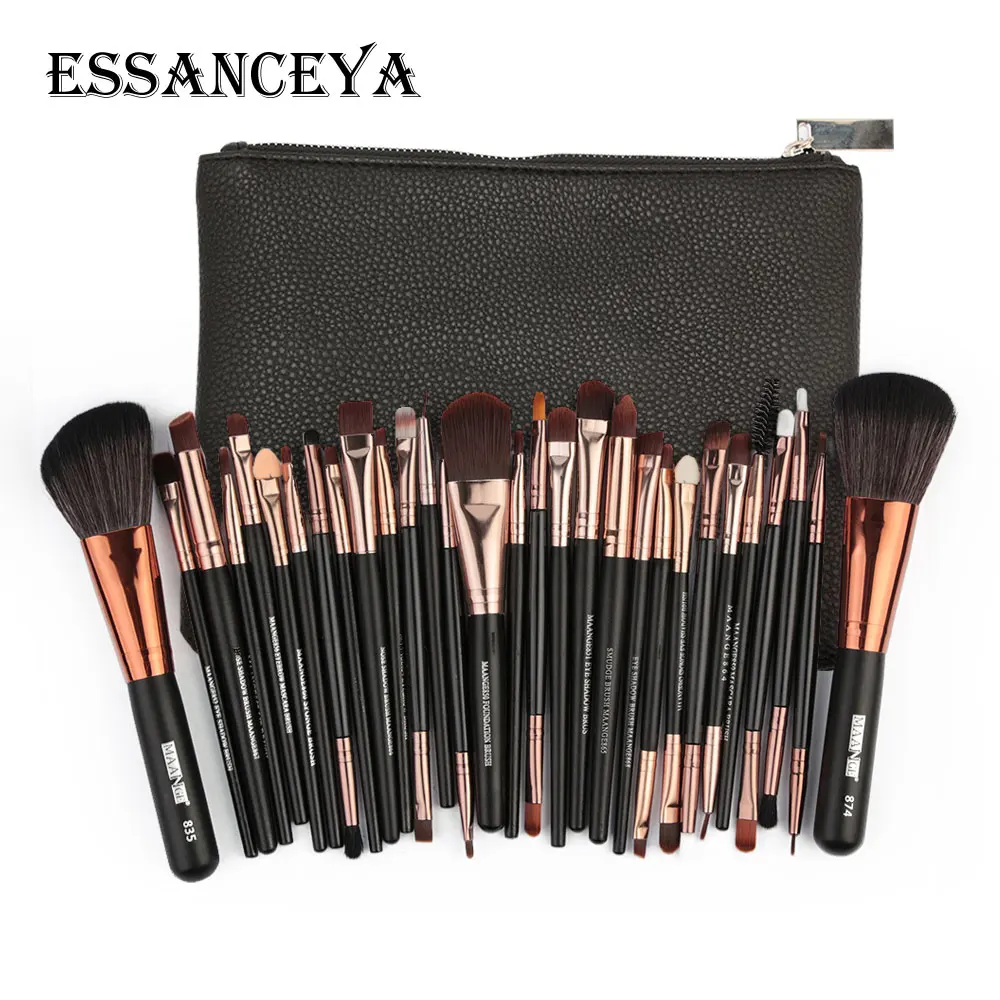 ESSANCEYA, 11-30 шт., Профессиональные кисти для макияжа, набор теней для век, подводка для глаз, пудра, Тональная основа, румяна, Кисть для макияжа, инструменты, косметичка - Handle Color: 30pcs with bag