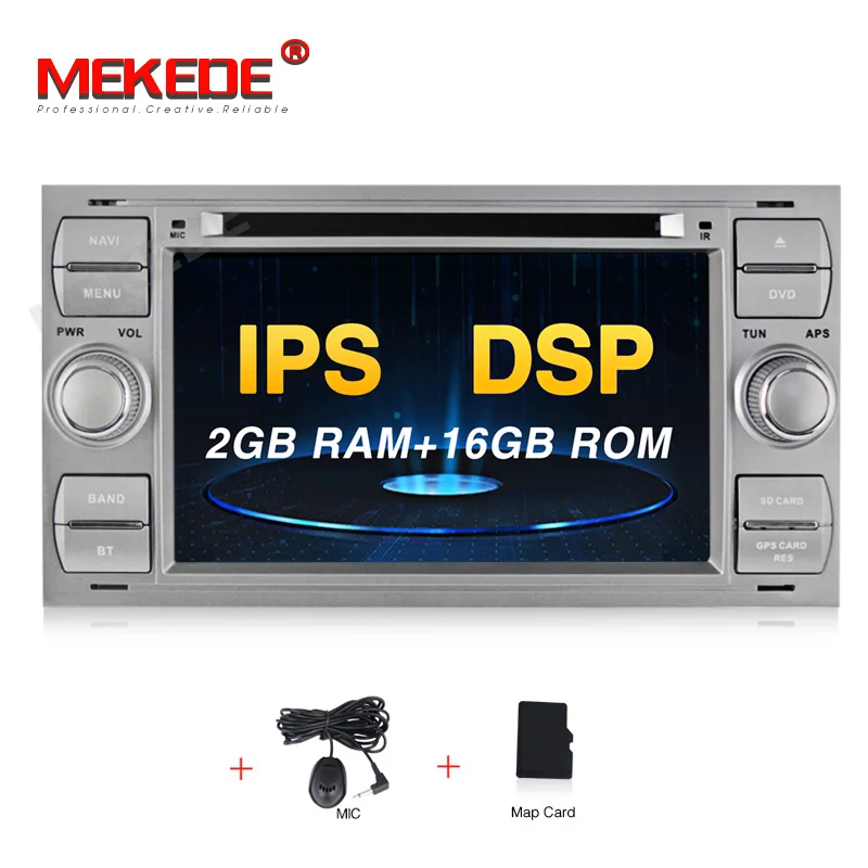 4core 16G silver MEKEDE 2 Din Авто Радио Android 9 Автомобильный мультимедийный видео плеер для Ford/Mondeo/Focus/Transit/C-MAX/S-MAX/Fiesta gps DVD 4+ 64 г - Цвет: 4core 16G silver