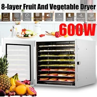 8 trays 600w fruit dryer dehydrator for fruit meat food home appliances drying machine beef jerky making tools stainless steel