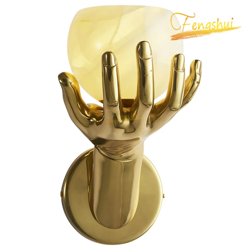 

Nordic Creative Copper LED Wall Lamp Lighting Modern Palm Glass Wall Lamp Restaurant Will Bring You Furniture Wall Lamp Lighting