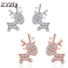 ZYZQ Новое поступление изысканный Циркон лося гвоздики с оленями женские серьги с розой для девочек; Цвета: золотистый, подарок на Новый год, серьги, модное ювелирное изделие