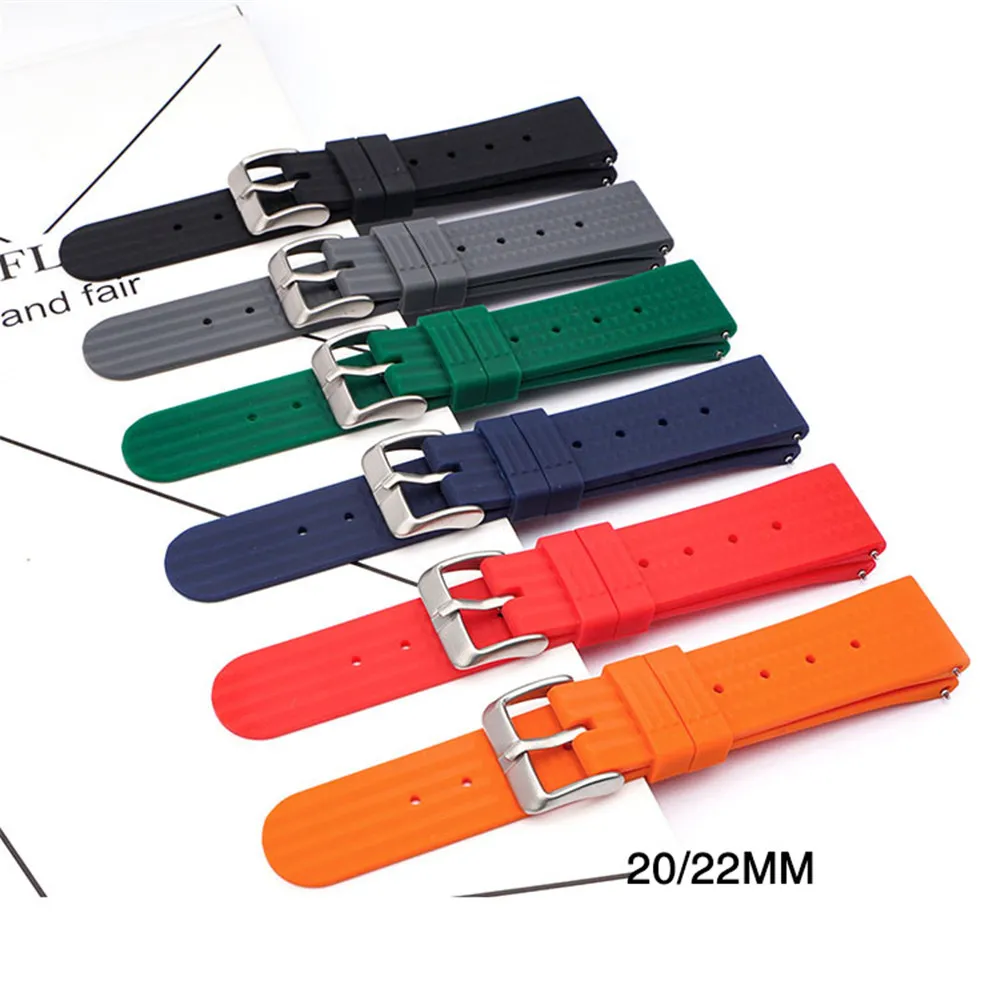 Ремешок силиконовый для мужских часов спортивный водонепроницаемый