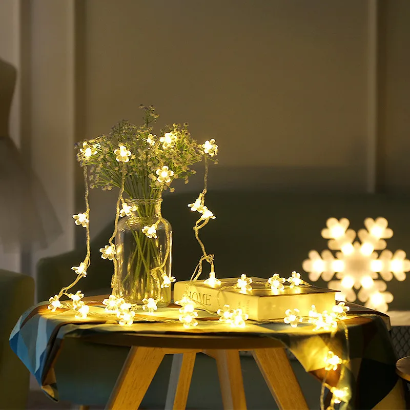 10 м 100LED гирлянда цветок светодиодная Сказочный Кристалл вишневый цвет украшение