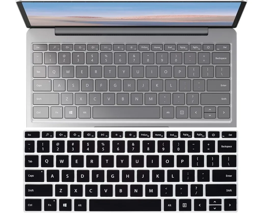 

Силиконовый чехол для клавиатуры ноутбука Microsoft Surface, чехол для ноутбука Go с сенсорным экраном 12,4 дюйма, 2021, 2020, с кнопкой питания и отпечатко...