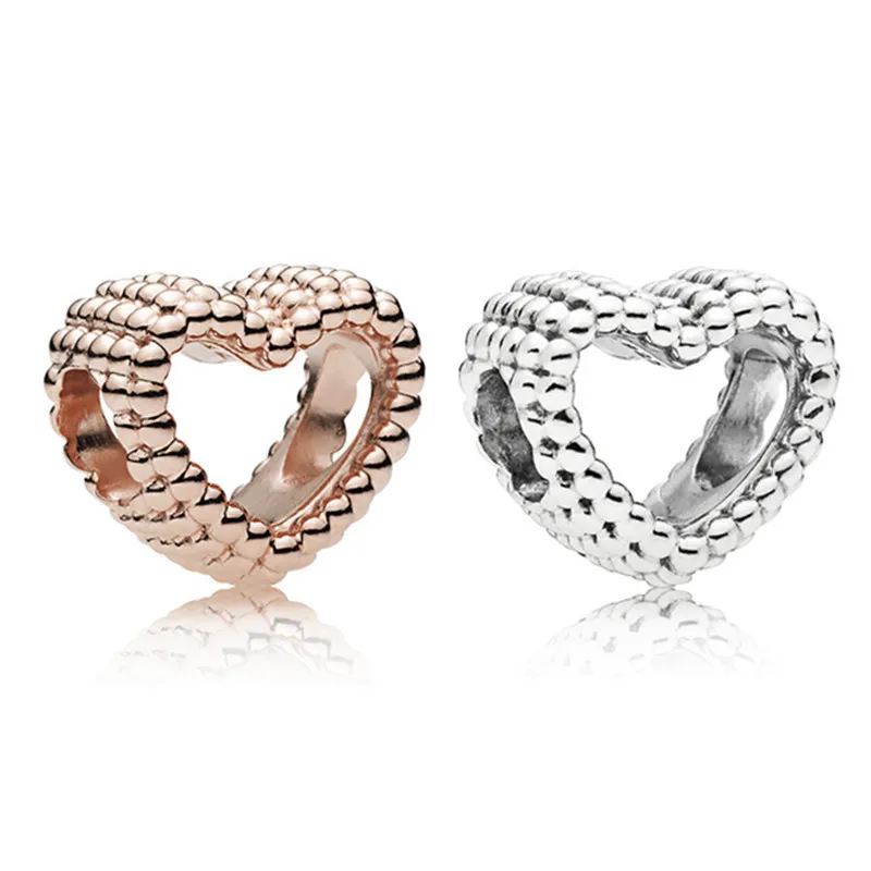 

1Pcs New Cute Hollow Heart Pendant DIY Beads Suitable for Original Pandora Charm Bracelet Ladies Jewelry Making Gifts