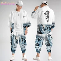 fashion 2021 suit plus size s 6xl loose japanese cardigan women men cosplay yukata clothing harajuku samurai kimono pants sets