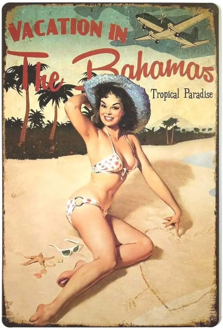 

Tin Sign Metal Sign Sexy Bikini Beauty Beach Art Poster Bar Garage Club Bedroom People Cave Wall Hanging Retro Metal Decoration