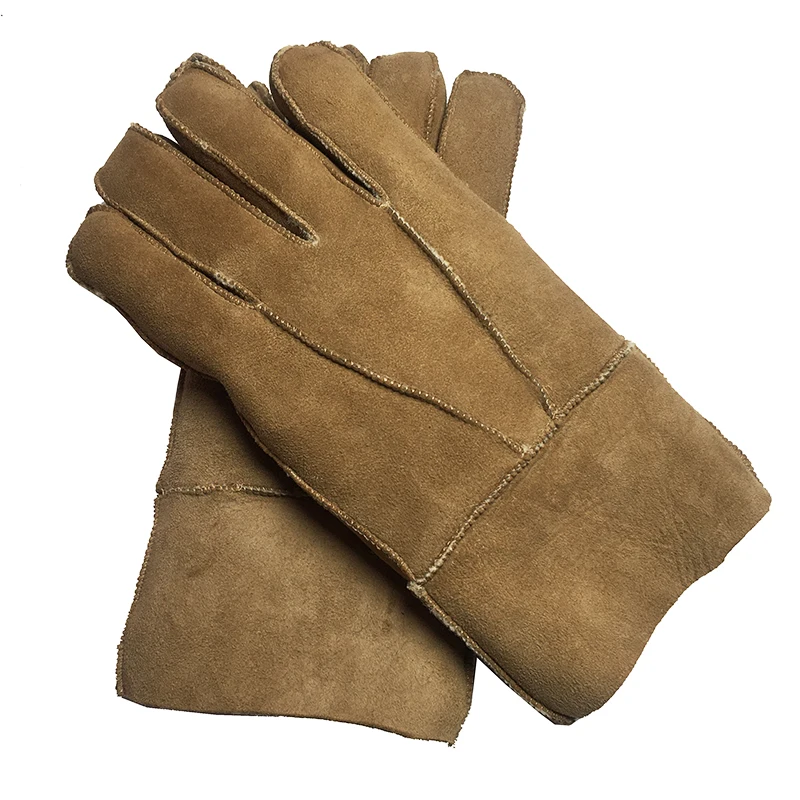 Men's Leather gloves New genuine sheepskin leather glove for men Outdoor Winter warm fur thickening thermal patchwork gloves G31