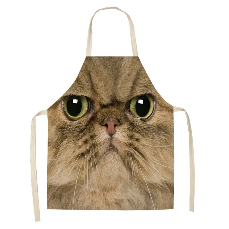 1 шт. кошка тигр Собака Сова Кухонный Фартук с принтом без рукавов из хлопка и льна
