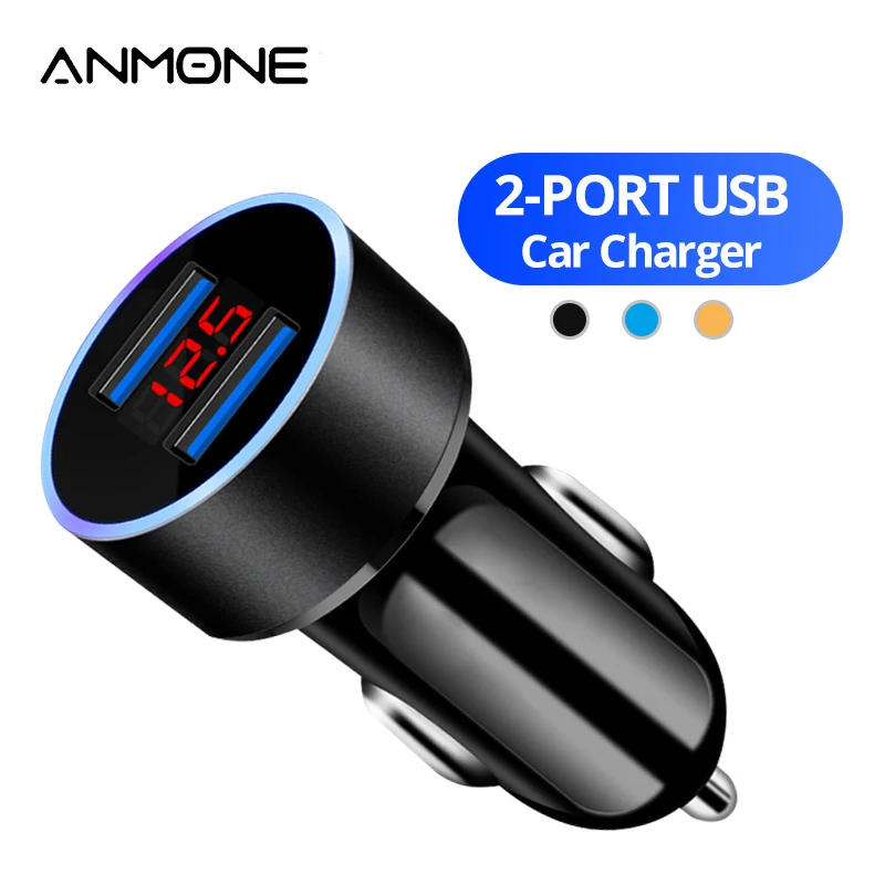 2 порта ANMONE автомобильное usb устройство для зарядки телефона мобильных телефонов