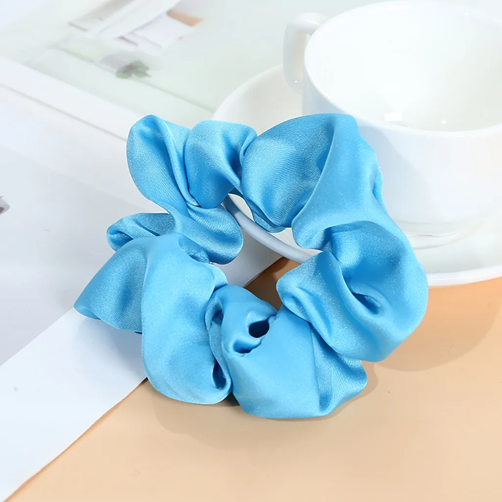 Light blue Модное шифоновое платье резинка для волос Твердые Цвет спортивные эластичные украшение на голову для танцев веревка Для женщин повязка на голову кольцо, обтянутая тканью; повязка на голову - Цвет: Light blue