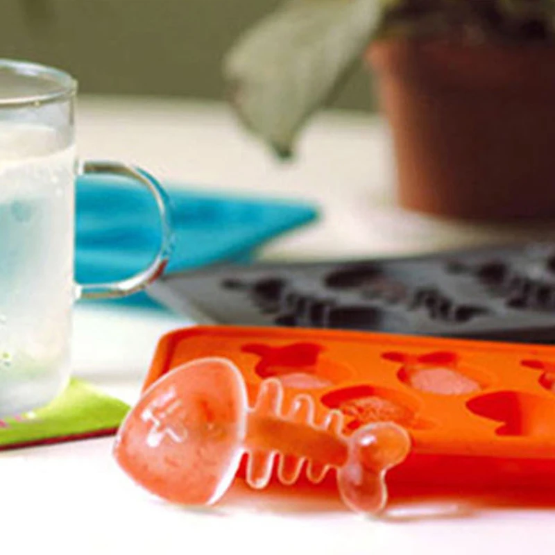 1 шт. новинка силиконовые рыбные кости ледяной кубик лоток стеклянная чашка для