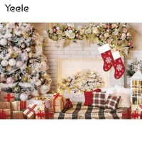 yeele christmas photography backdrop fireplace tree gift pillow photocall baby party background photographic for photo studio