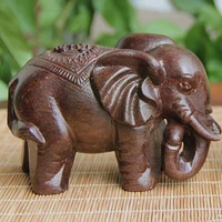 fortion elephant figurines craft carved natural wooden mineral crystal mini animals statue for decor chakra healing