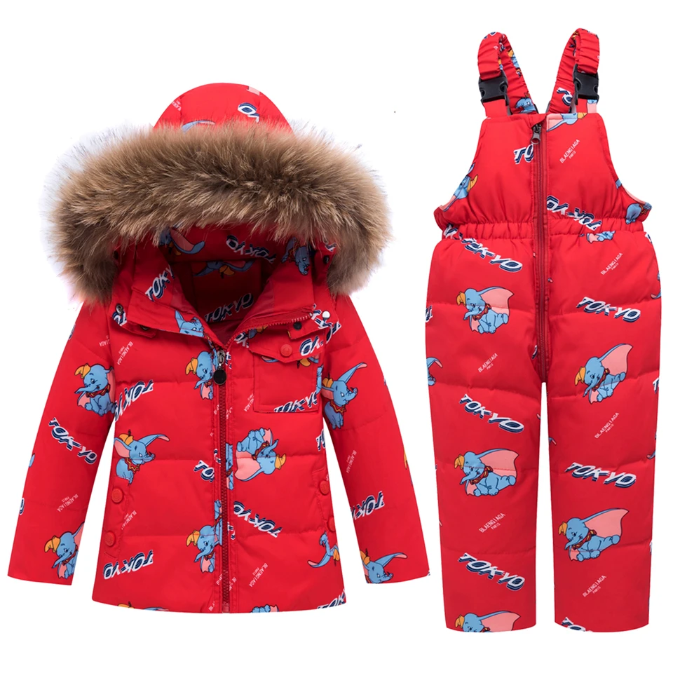 

-30 Degrees Russia Winter Baby Boy Girl Clothing Set Down Jacket Coat + Jumpsuit Snowsuit Toddler Parka Kid Clothes Ski Overalls