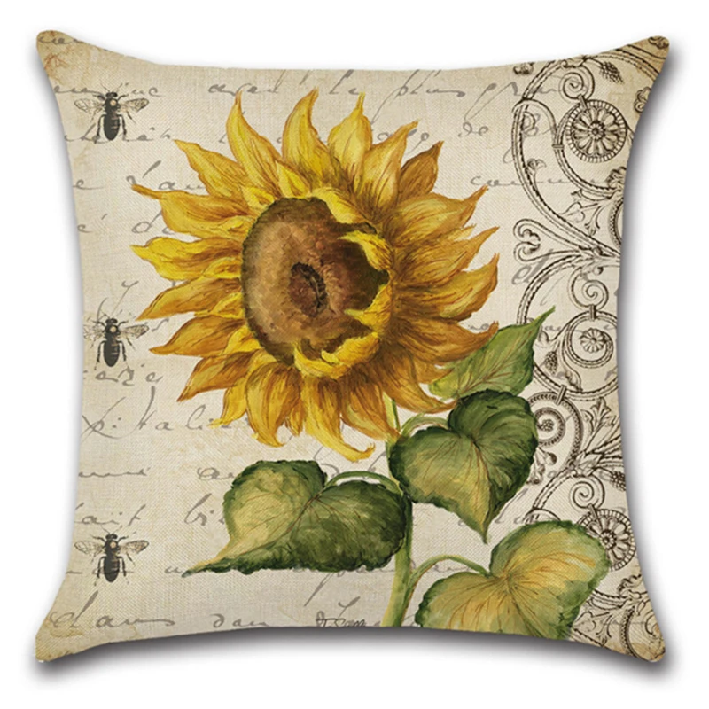 44X44 см подушка чехол расписанные вручную цветочным узором подсолнуха белье