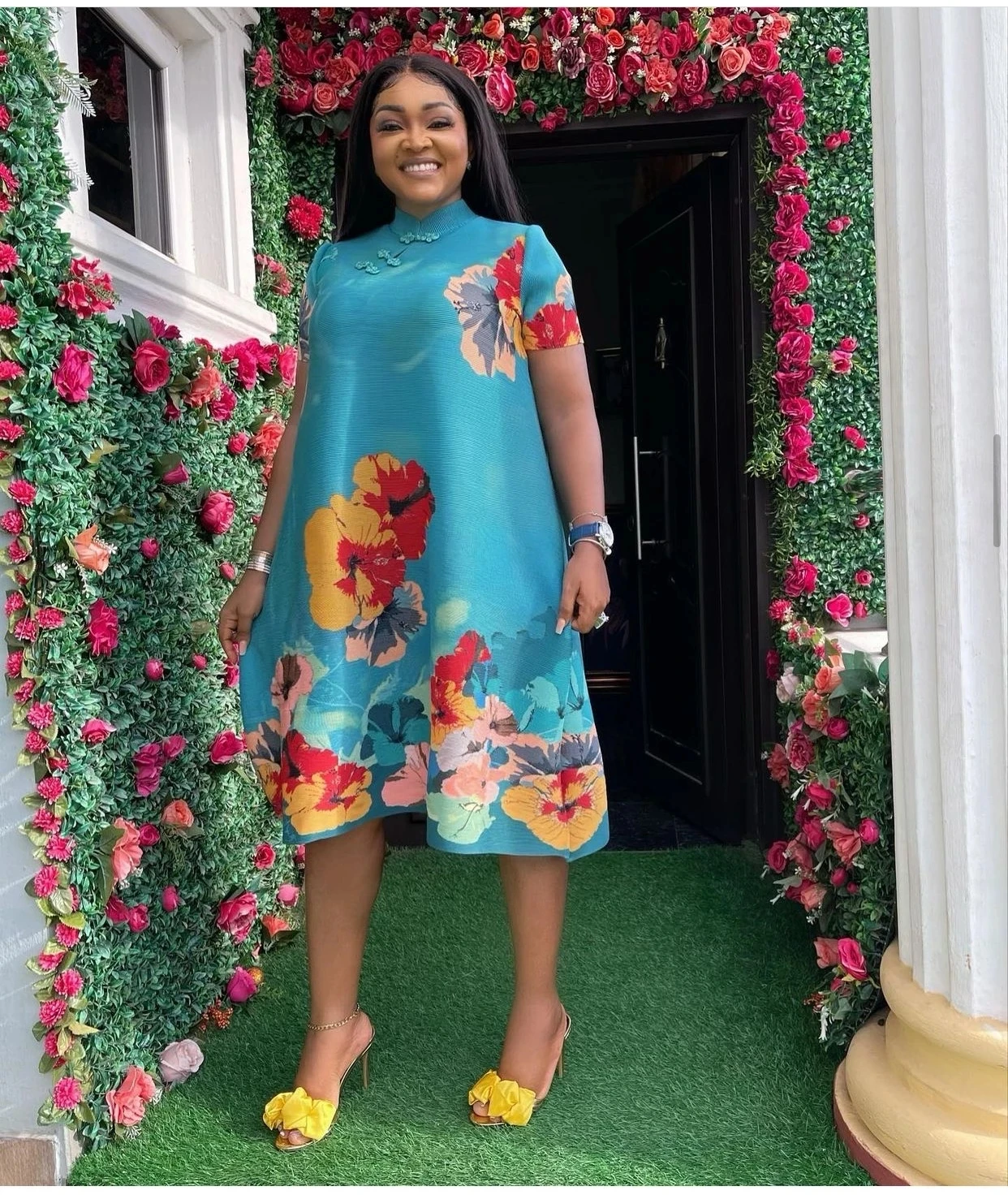 Платье-Ципао женское Плиссированное с цветочным принтом в стиле ретро | Женская