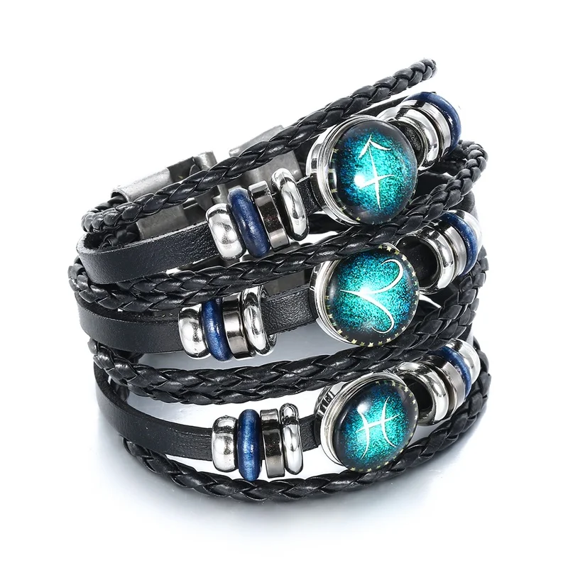 IFMIA 12 светящиеся плетеные мужские кожаные браслеты ювелирные изделия