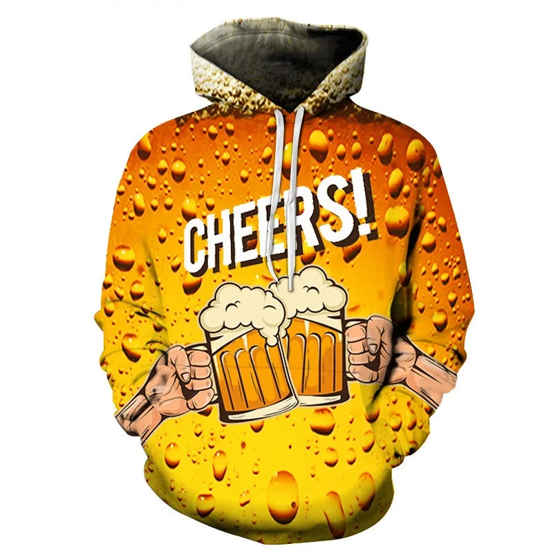 

New style hot sale fashion 3D printing hoodie beer series men/women fall/winter pullover sports casual street hoodie