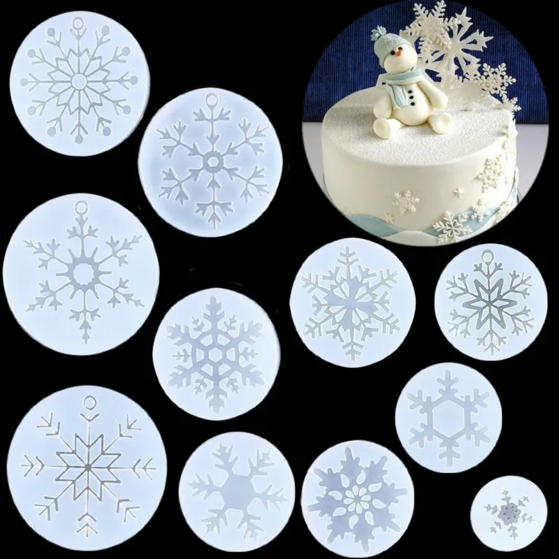 

DIY Crystal Epoxy Resin Mold Snowflake Pendant Molds With Hole Christmas Tree Hat Elk Decoration Mould Jewelry Tools Set