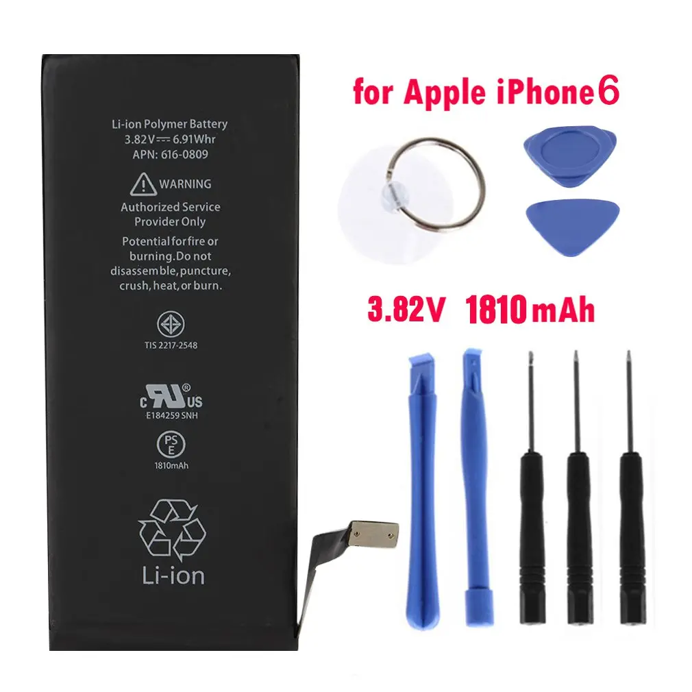 1810 мАч Высокая емкость Встроенная литиевая батарея для iPhone 6 Мобильная сменная батарея для мобильного телефона для iPhone6 с бесплатными инструментами для ремонта