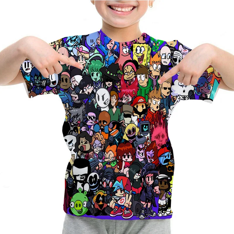 

Kids Friday Night Funkin T-shirt Cartoon Game Fnf T Shirt for Girls Boys Summer Short Sleeve Teens Camisetas Teens Tshirt Tops