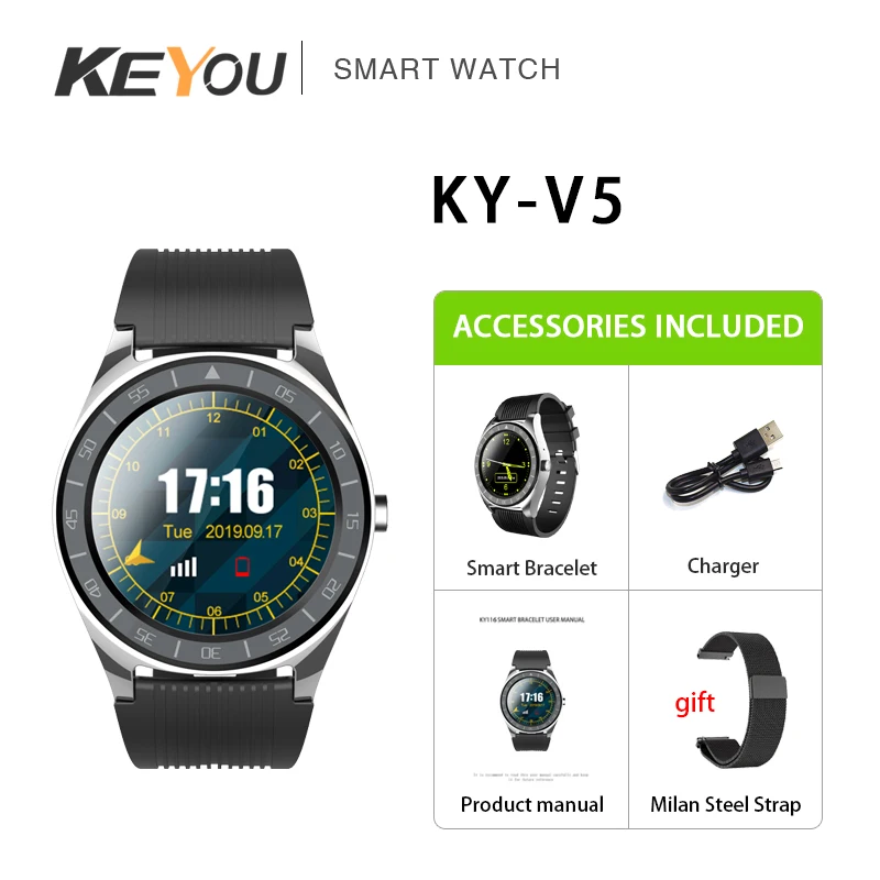 KEYOU V5 мужские наручные Смарт часы с камерой Whatsapp Twitter push сообщений поддержка SIM