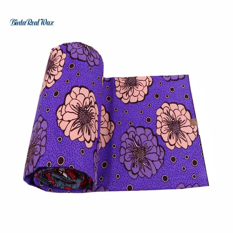 Фиолетовый Анкара Африканский полиэстер воск принты ткань новый бинта настоящий