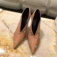 sexy v mouth slip on women casual office lady shoes 2020 spring new crystal pumps party shoes woman pointed toe spike high heels