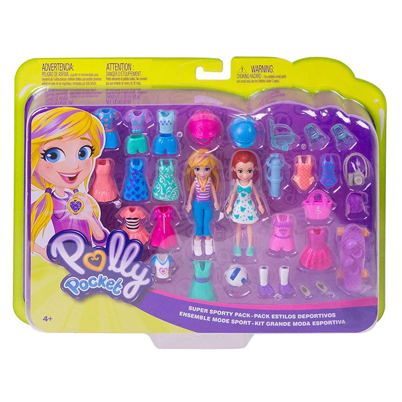 

Genuine Polly Pockets Toy Mini Polly Dolls Accessories Super Sporty Pack Dress Up Girls Party House Dolls Toys for Kids Gift