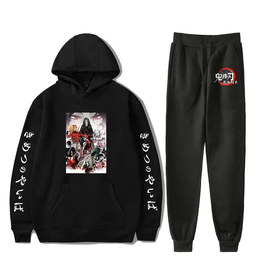 

Japan Anime Demon Slayer Infinite Train Men's Tracksuit Set 2pcs Sweatshirt and Tracksuit Fleece Cotton Women's Sportswear 2pcs