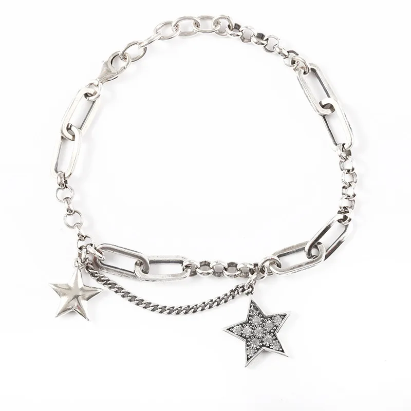 Серебряный браслет для женщин в виде Звезды Ссылка 925 серебро ретро простые