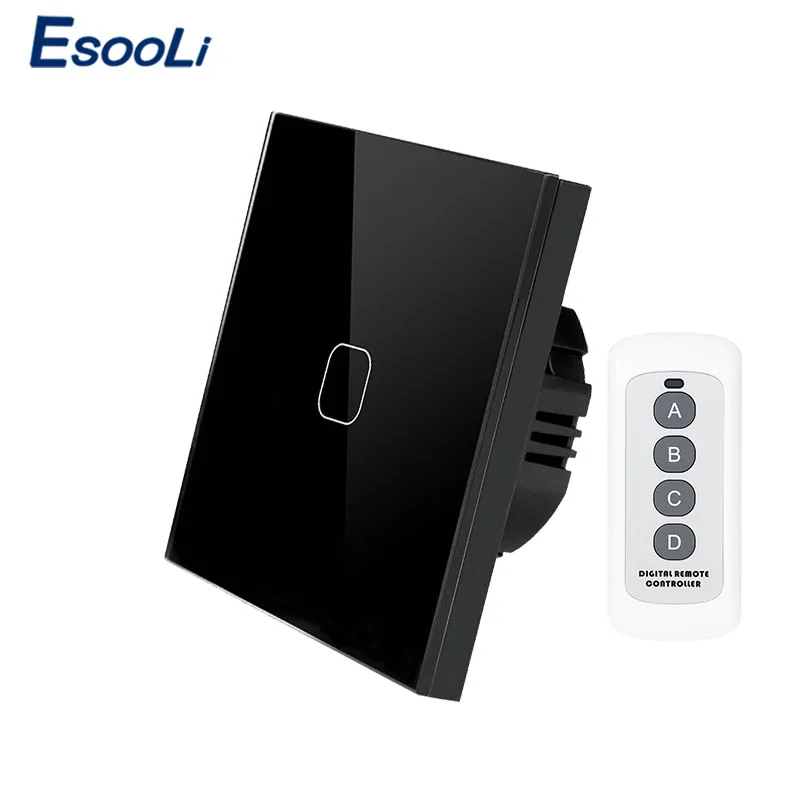 2 Gang Remote White Esooli сенсорный выключатель 1 банда 1 способ, умный настенный выключатель, сенсорный выключатель света, беспроводной дистанционный переключатель освещения 220 В - Цвет: 2 Gang Remote White