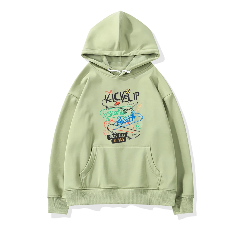 

The Kick Flip Print Woman Hoodies Fashion Oversize Clothes Fleece Warm Crewneck Hoodie Autumn New Soft Female Sweatshirt