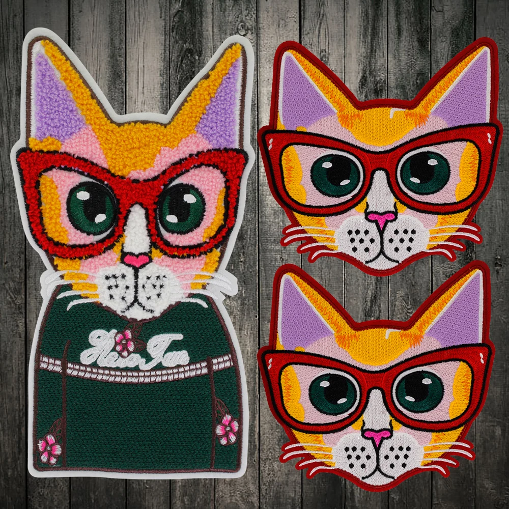 Вышитая нашивка с котом крутые Мультяшные нашивки аппликация мотивы для детской
