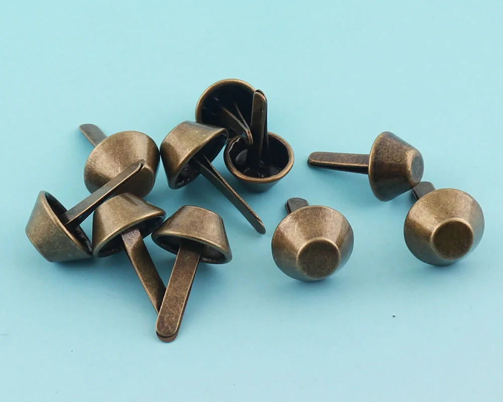 Латунные футляры для кошелька, 100 шт., 9 мм мини-гвоздики, металлические заклепки для сумки/пояса, кожаные шипы для конусных пятен