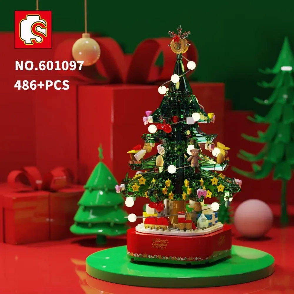 

601097 Creator Series Christmas Tree With Light Music Model Building Blocks Bricks Educational Funny Toys Birthday Gifts