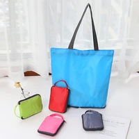 solid color foldable shopping bag eco reusable tote oxford fabric casual large capacity shopping bag home storage bag supplies