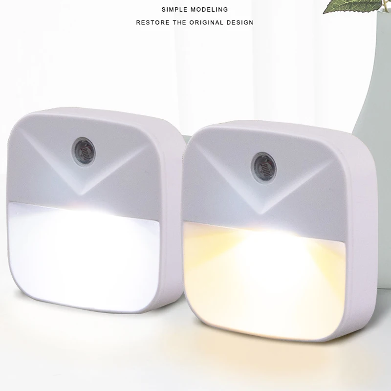 

High Light Sensor Control LED Night Light Mini Square Bedroom Toilet Lamp US Plug UEJ